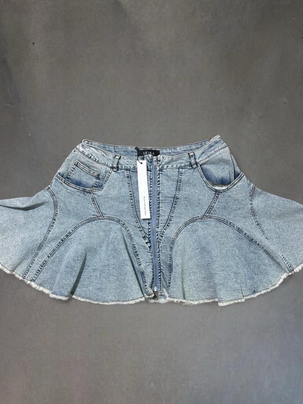 AKIRA Light Blue Denim Flared Mini Skirt